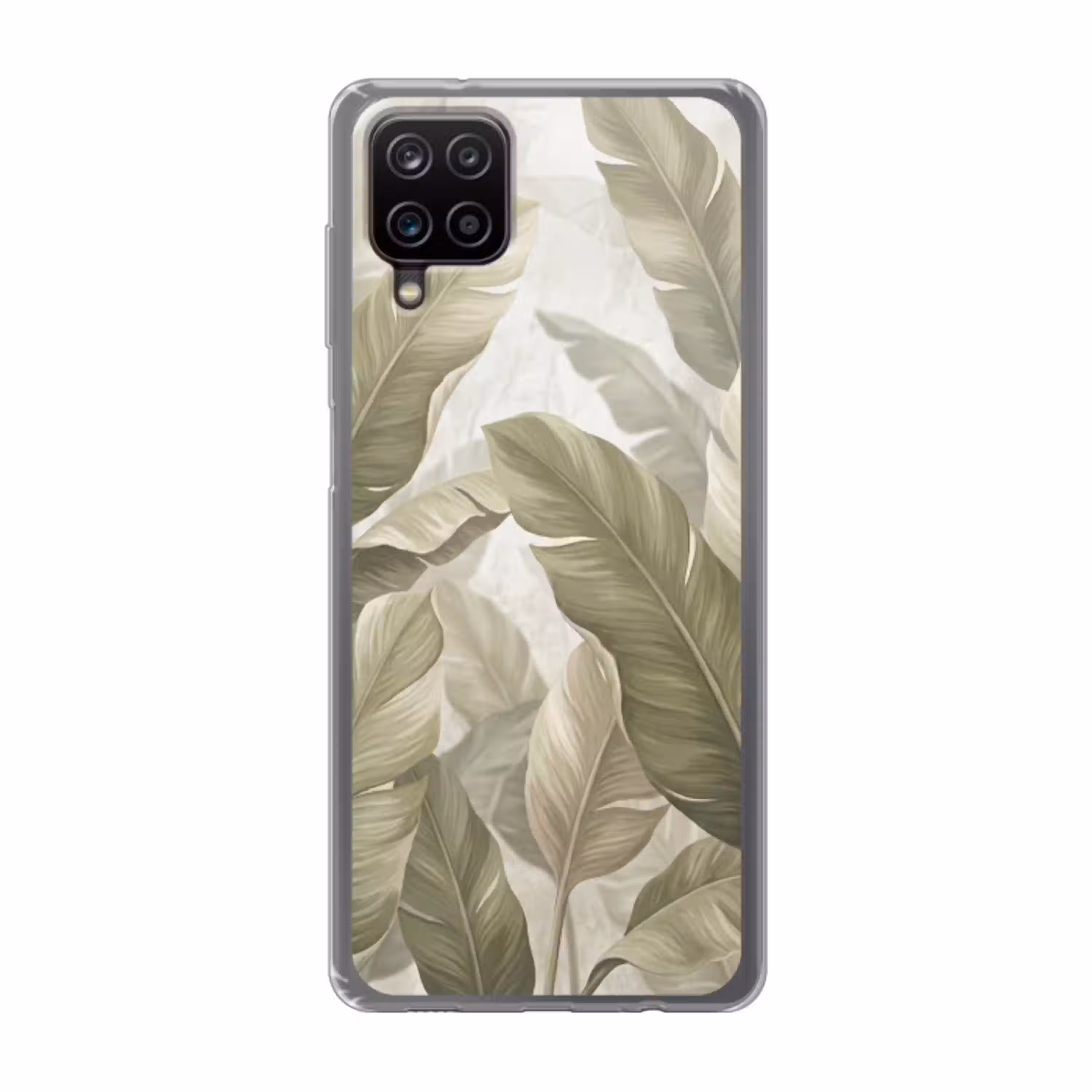 Bladeren - Tropisch - Natuur - Abstract - Beige Telefoonhoesje Samsung Galaxy A12 klein -3d