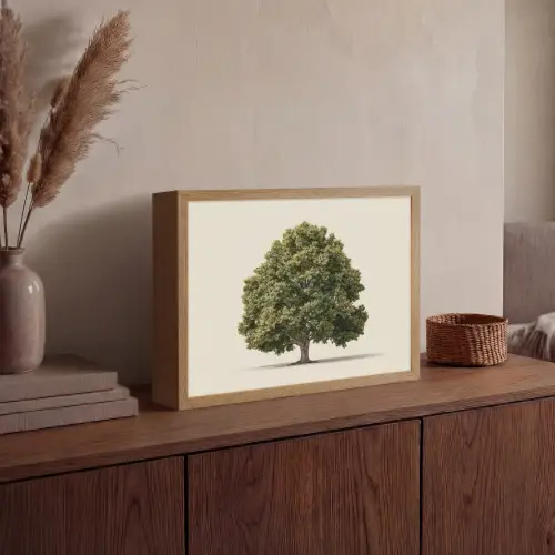Eikenboom - Groen - Lichte achtergrond Light Box met batterij (Wandlamp) middel -sfeer2