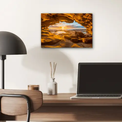 Grot - Zee - Horizon - Zonsondergang aluminium wit klein -sfeer5