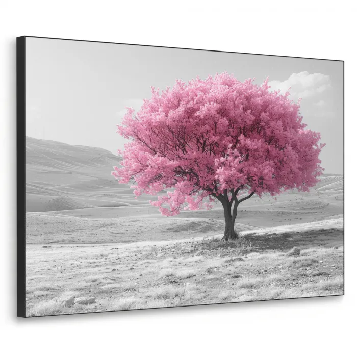 Boom - Natuur - Roze - Zwart wit Textielframe - compleet frame klein -3d