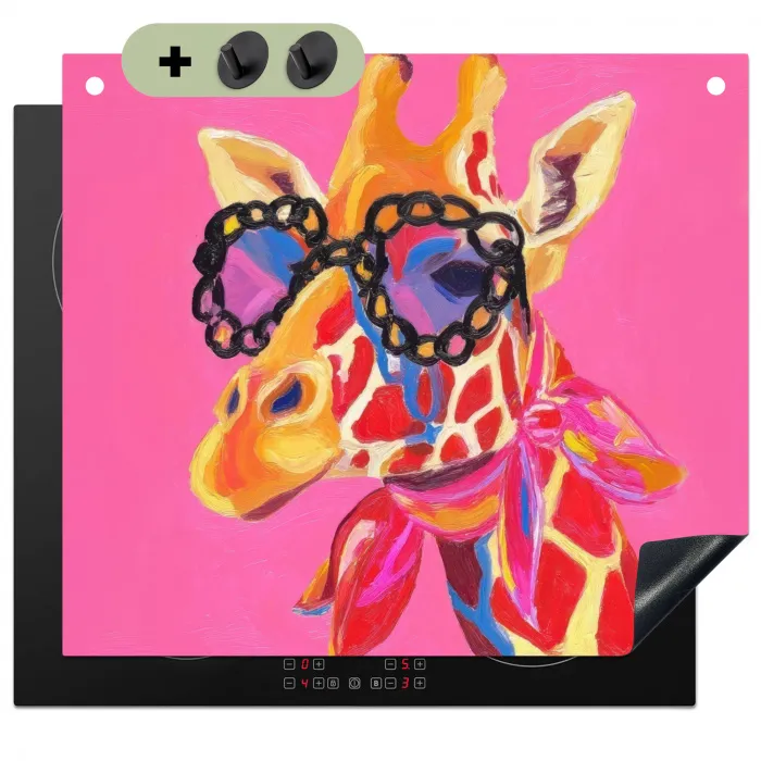 Giraf - Roze - Bril - Sjaal Inductie beschemer met haakjes middel -3d