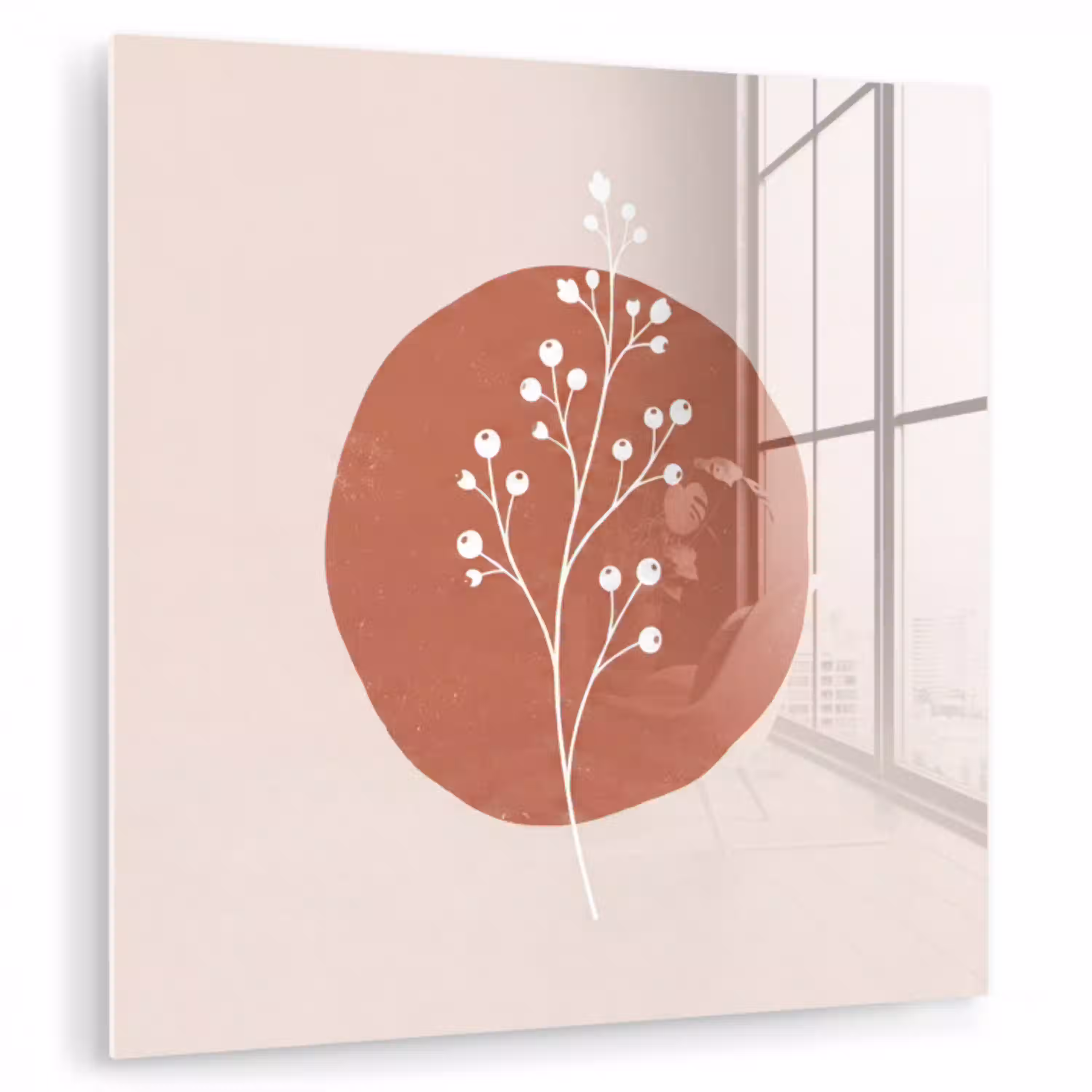 Plant - Tak - Abstract - Modern - Wit plexiglas 5mm klein -zzzproduct_nieuw