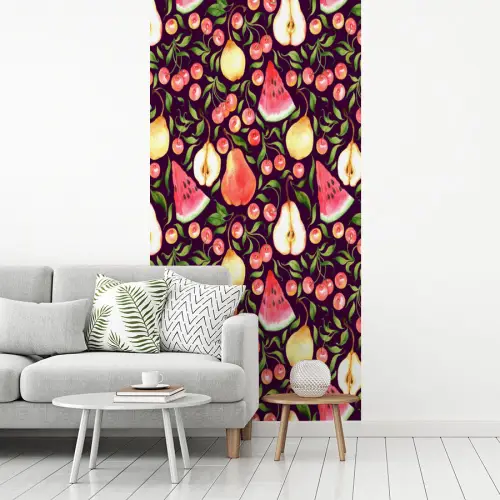 Donker - Bladeren - Fruit - Patroon fotobehang vinyl groot 64 -woonkamer