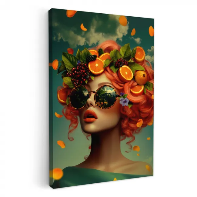Vrouw - Sinaasappel - Bessen - Oranje KitchenYeah - Keuken - Canvas klein -3d