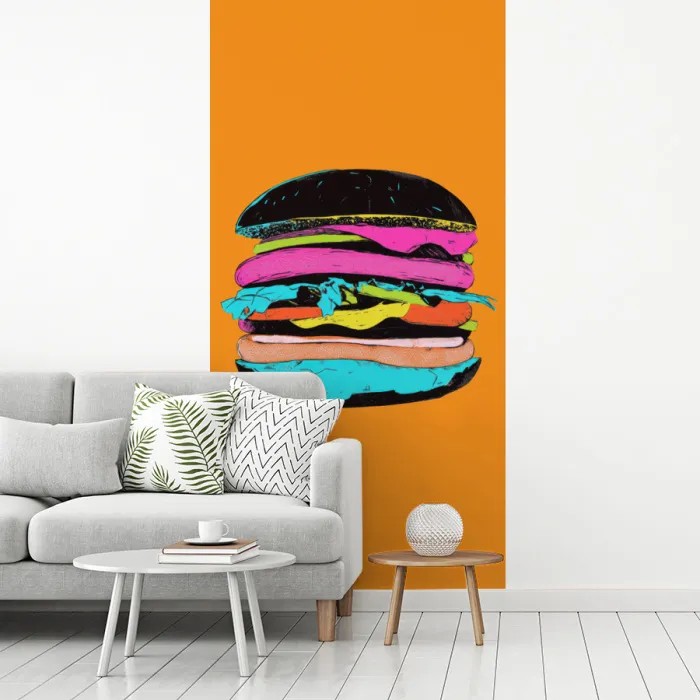 Hamburger - Kleurrijk - Speels fotobehang vinyl groot -woonkamer