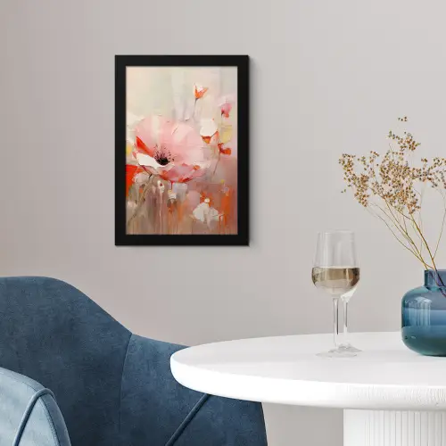 Bloemen - Watercolor - Roze - Abstract - Kunst fotolijst zwart zonder passe partout klein -sfeer4