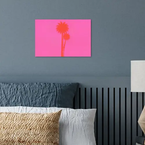 Palmbomen - Modern - Roze poster papier klein -sfeer2