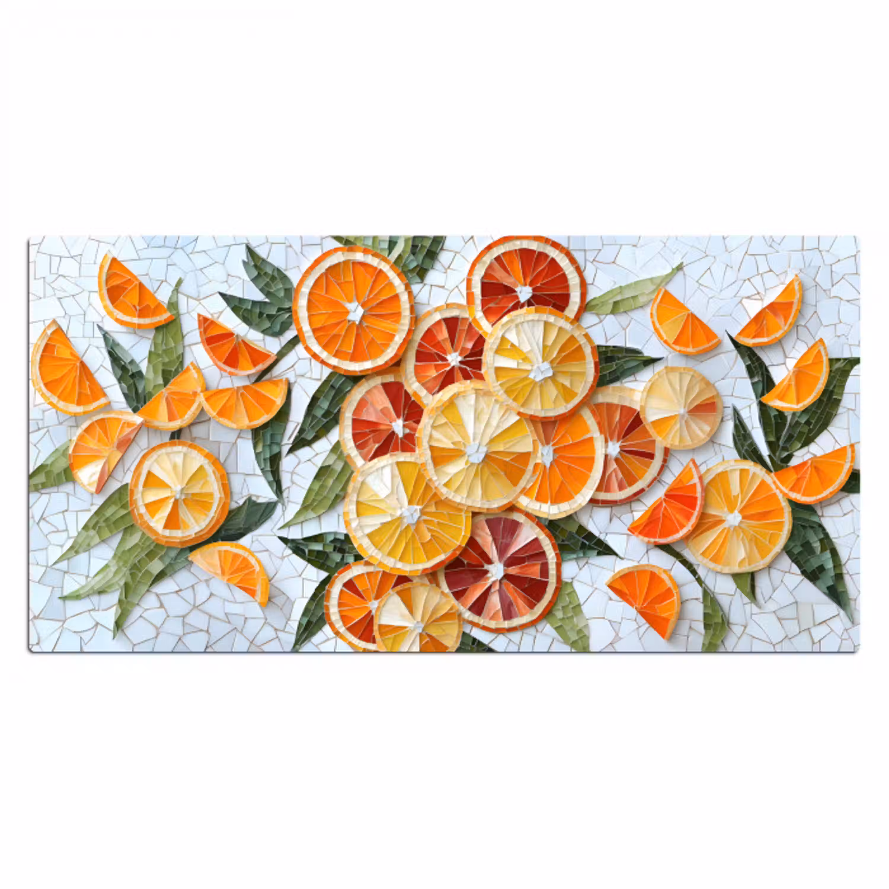 Schijfjes - Fruit - Oranje - Mozaïek Muismat XXL klein -3d_leeg