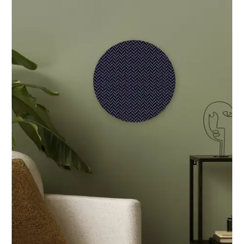 Plaid - Patroon - Visgraad - Blauw Wandcirkel plexiglas klein 852 -sfeer3