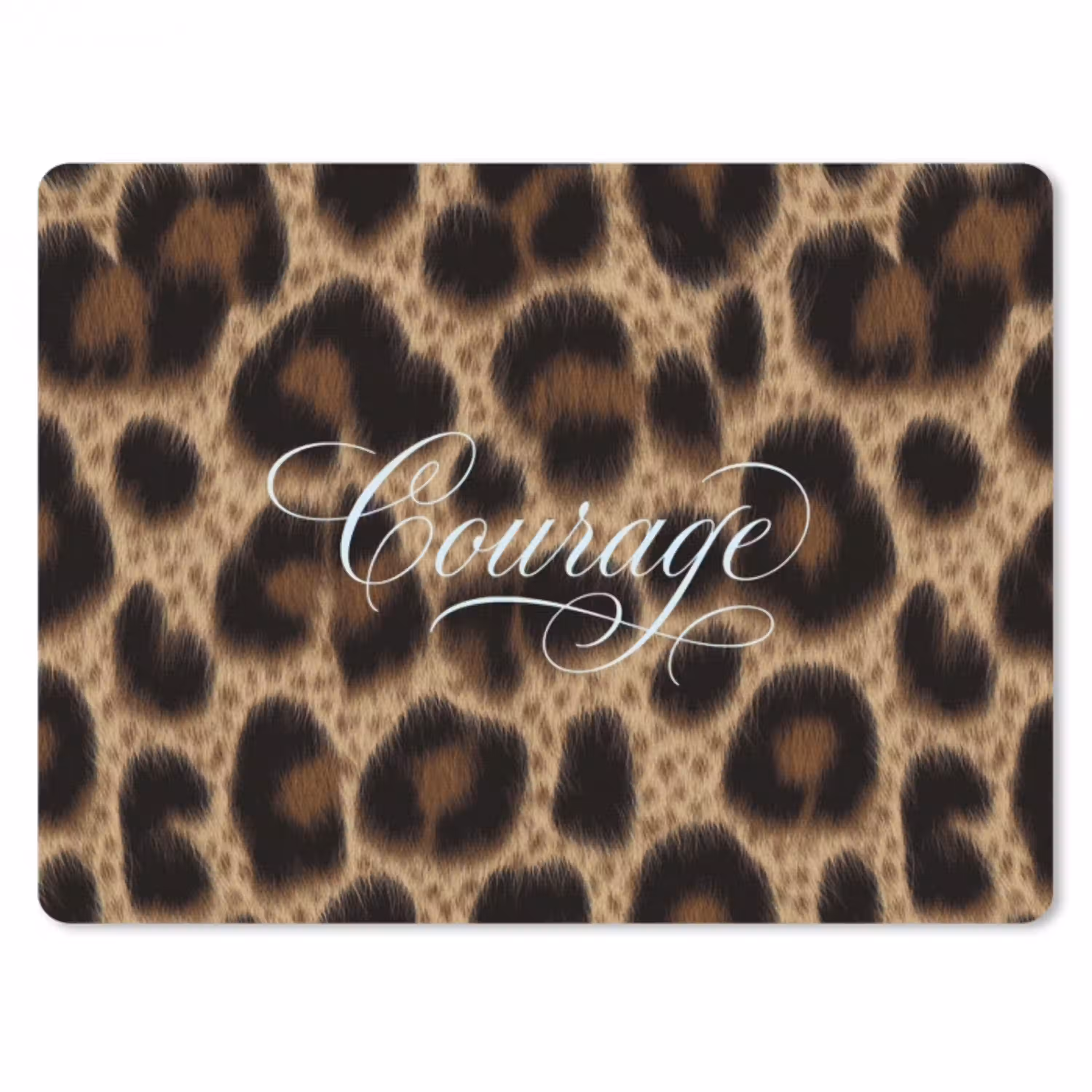 Luipaardprint - Bruin - Courage - Sierlijk muismat rubber klein -3d