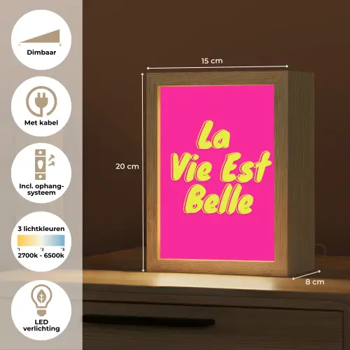 Quote - Retro - Roze Light Box met kabel (Tafellamp) klein -USP_NL