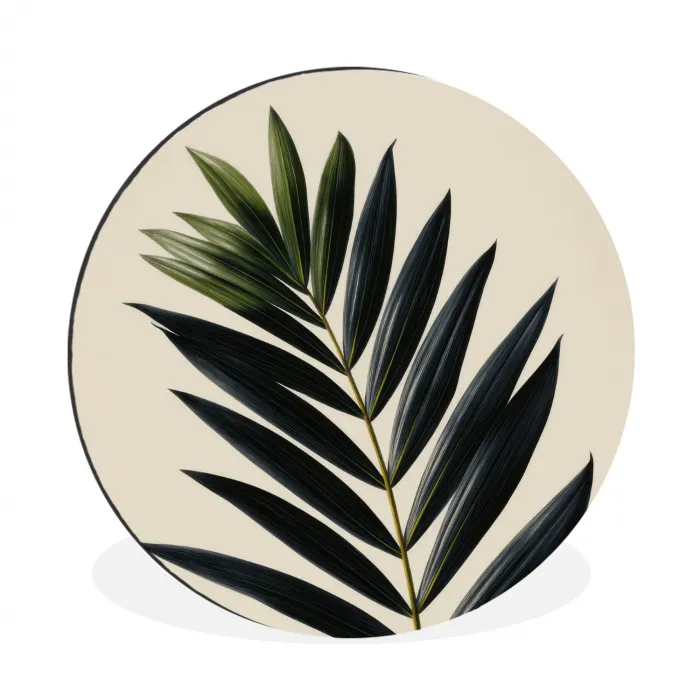 Palmblad - Donkere bladen - Subtiel Wandcirkel aluminium klein -3d