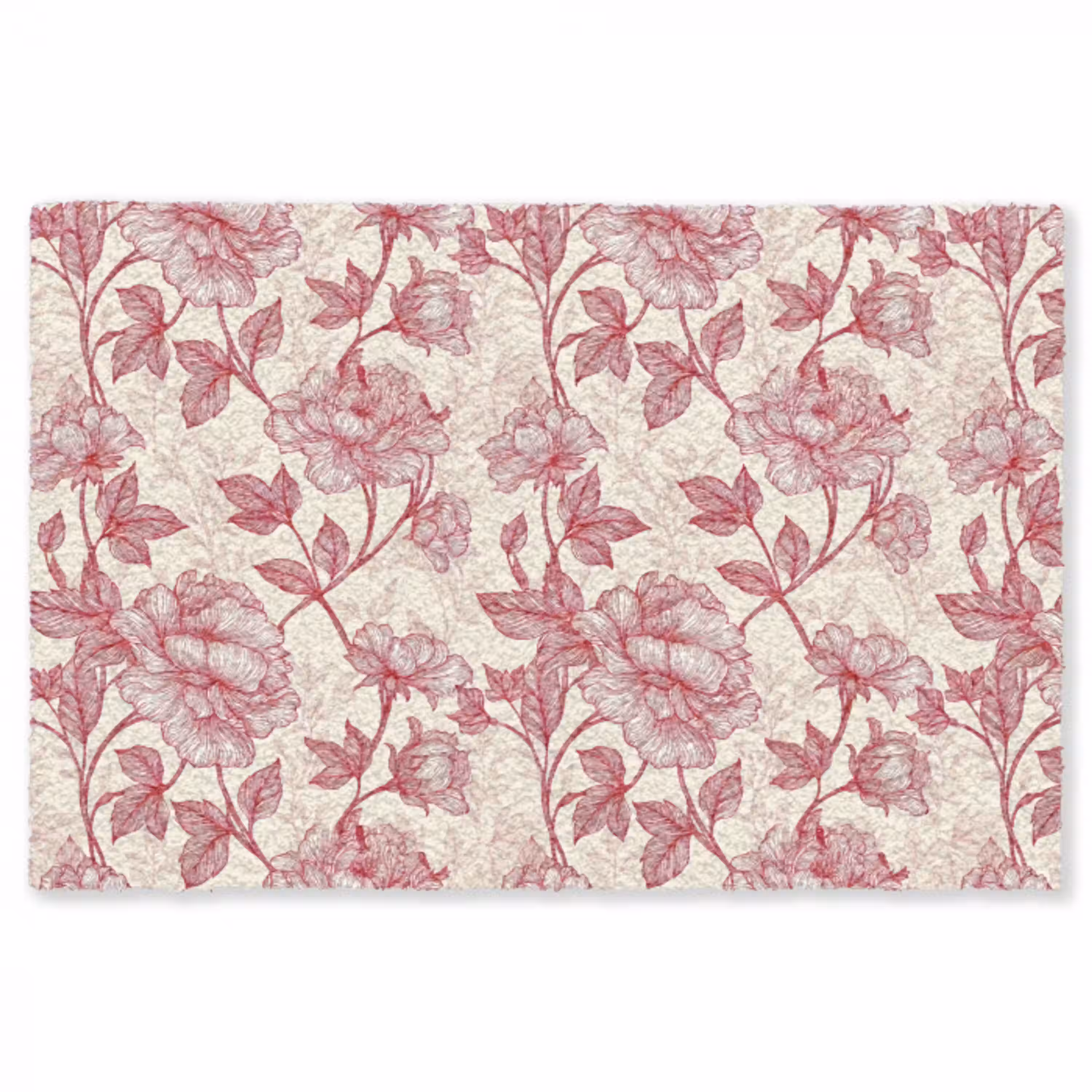 Pioenrozen - Modern -  Rood Vloerkleed Rechthoek klein 1091 -3d