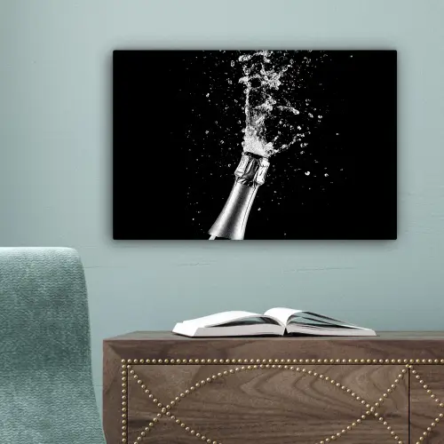 Champagne - Zwart - Spetters - Popping canvas 2cm klein -sfeer4