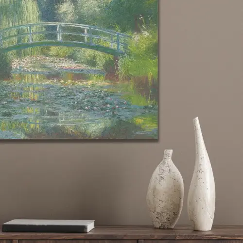 Brug - Hout - Vijver - Waterlelies PET vilt klein -sfeer6_closeup