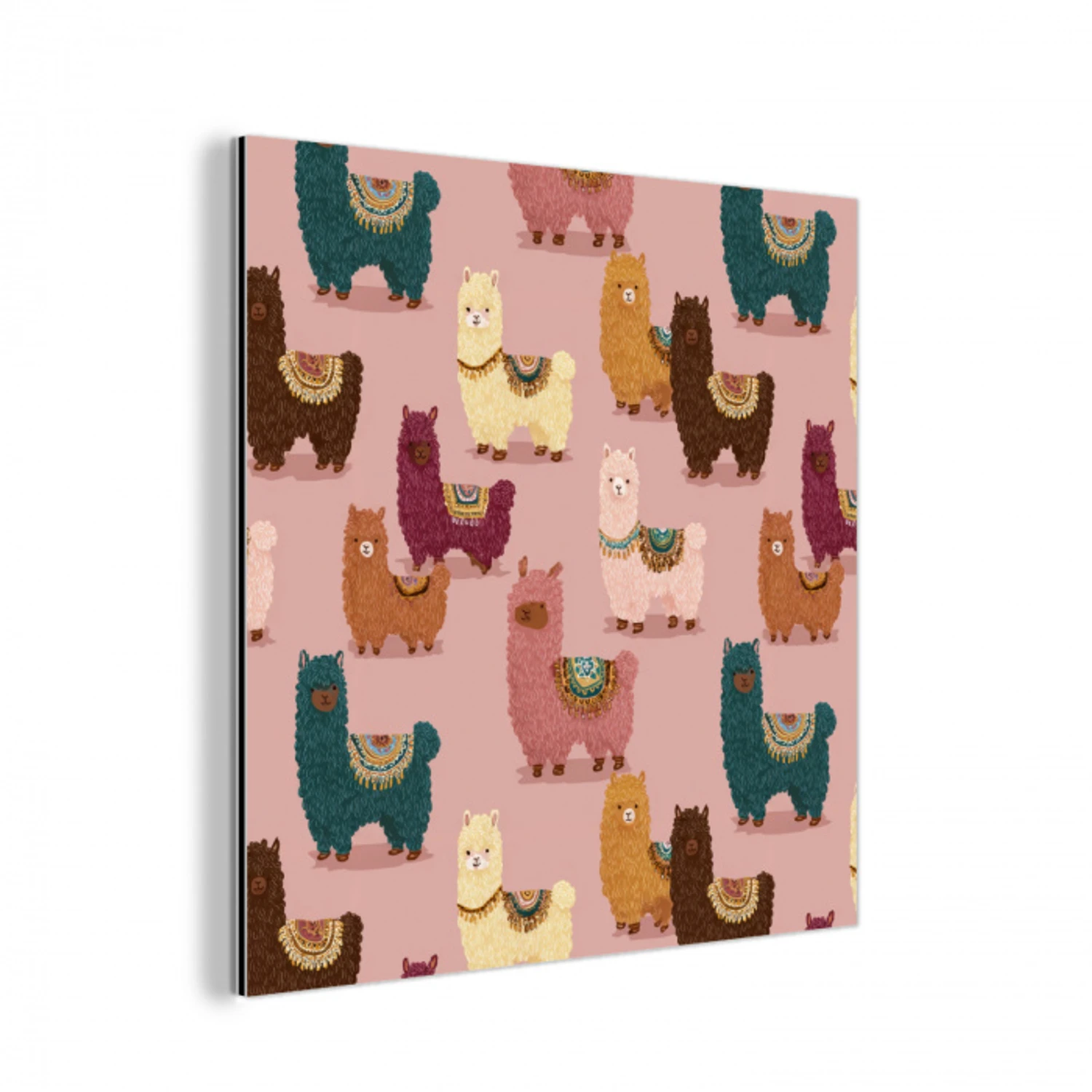 Alpaca's - Patroon - Kleurrijk aluminium wit klein 46 -3d