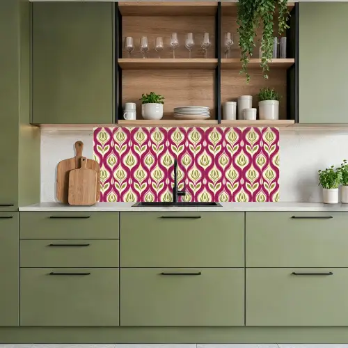 Retro - Floraal - Paars keuken achterwand 2 middel 871 -sfeer3