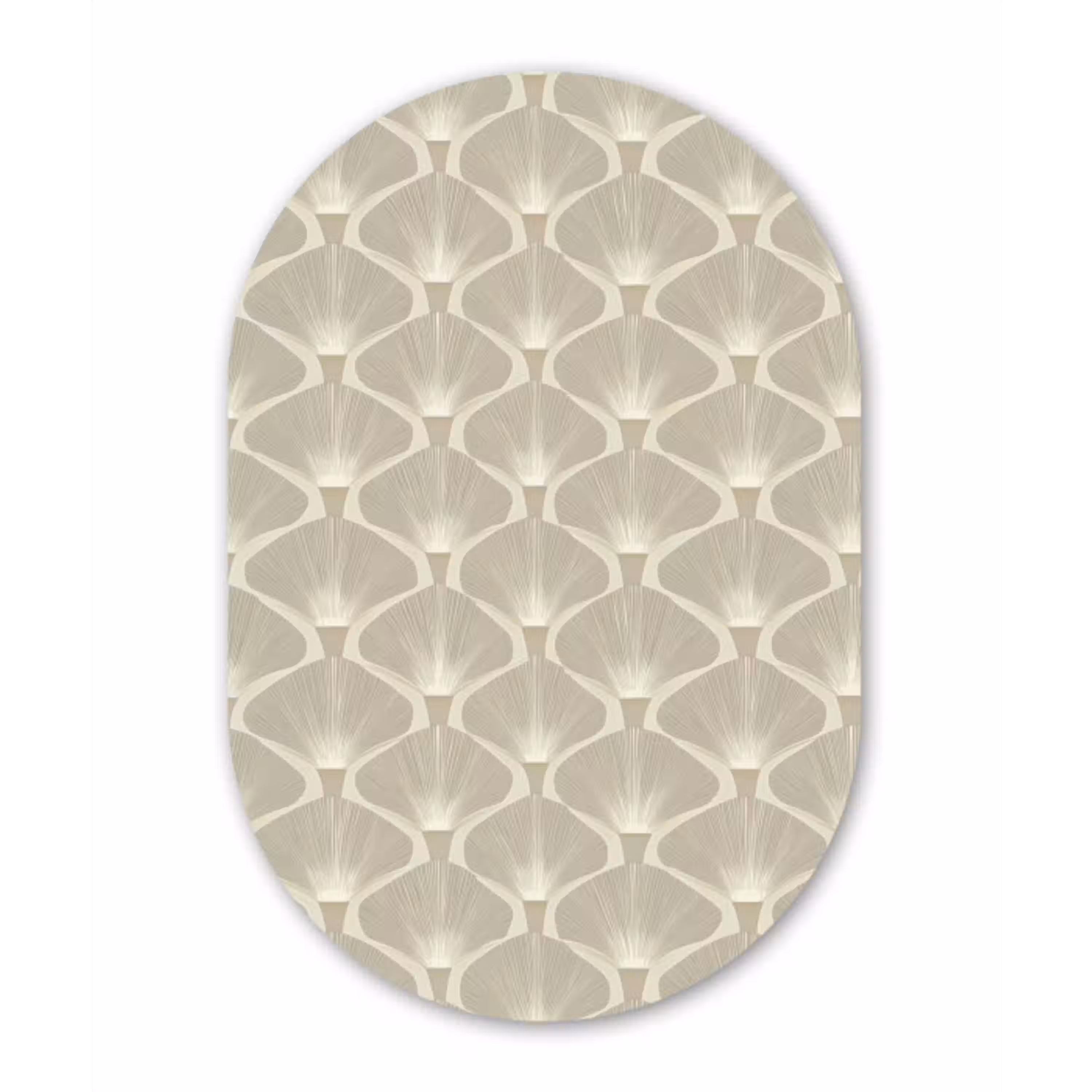 Paneel - Ginkgo - Zand Wandcirkel Ovaal Aluminium middel 839 -3d