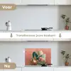 Tropische bladeren - Bloemen - Roze - groen keuken achterwand spatscherm klein -voor_na_NL