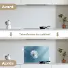 Paardenbloem - Wind - Blauw keuken achterwand spatscherm klein -voor_na_FR