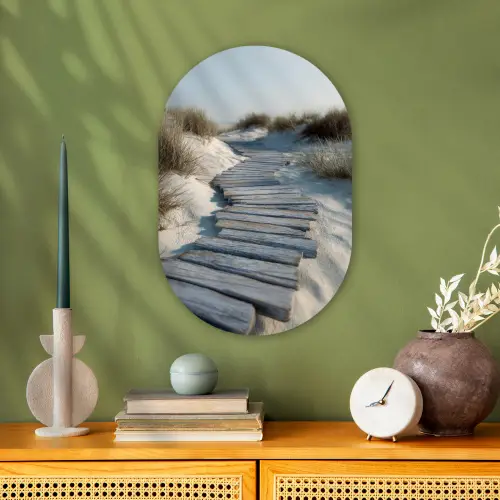 Pad - Planken - Duinen - Gras Wandcirkel Ovaal Forex klein -sfeer2