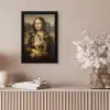 Mona Lisa - Kat - Leonardo da Vinci - Vintage - Kunstwerk - Oude meesters - Schilderij fotolijst zwart zonder passe partout klein -sfeer5