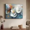 Bloemen - Wit - Goud - Kunst - Abstract Textielframe zwart klein -sfeer3