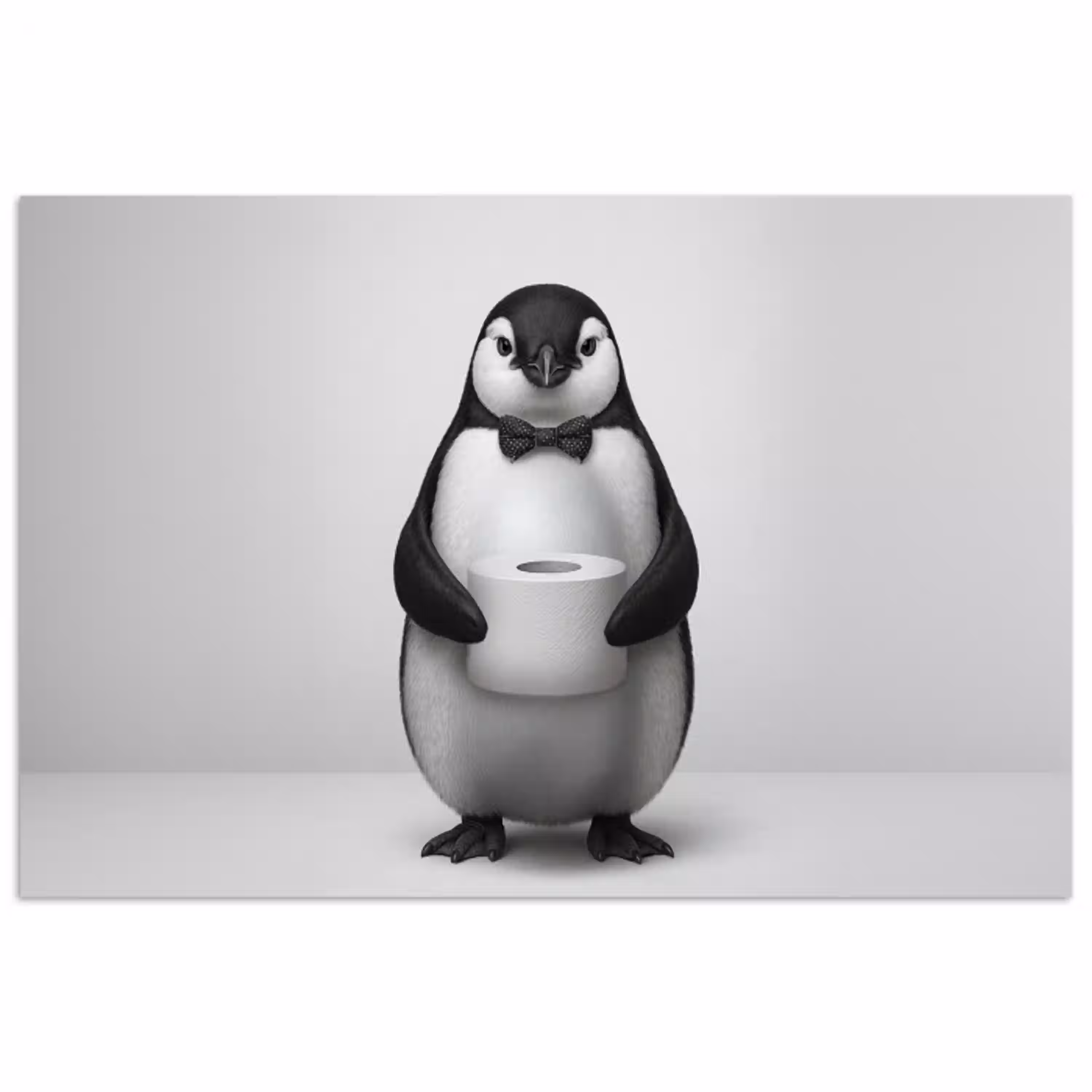 Pinguïn - WC rol - Wit poster papier klein -3d