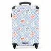 Zomer strand print blauw NBS - Handbagage koffer - Kinderen Unisex middel -productfoto_recht