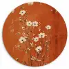 Bloemen - Wit - Subtiel - Roestkleur Wandcirkel kunststof plaat 5mm dik klein -3d