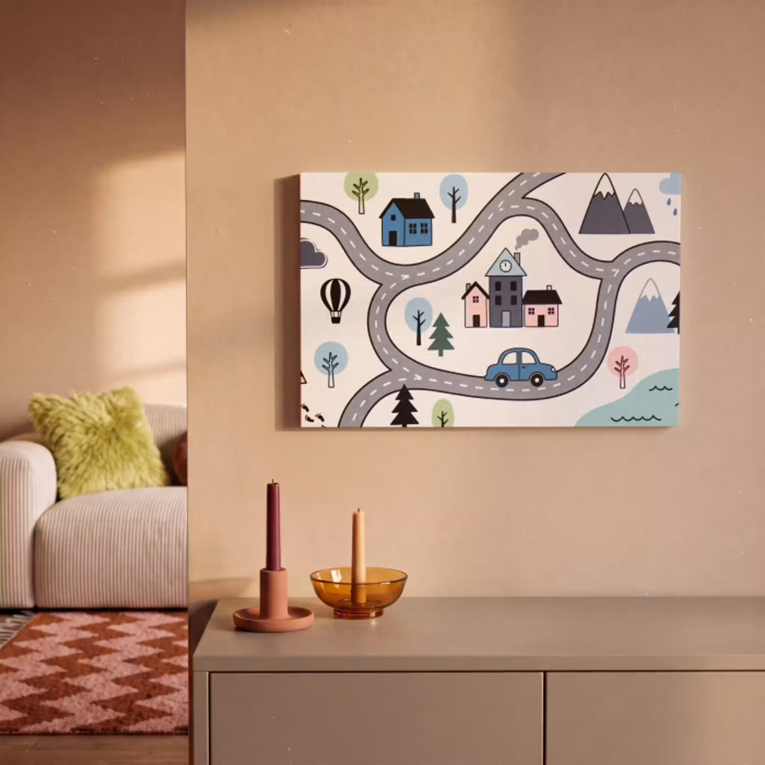 Kaart - Stad - Kindvriendelijk canvas 2cm klein -sfeer1