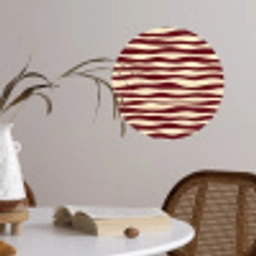 Golven - Rood - Patroon - Crème Wandcirkel behangsticker klein 186 -sfeer3
