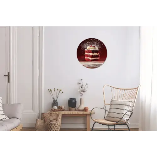 Rode - Velvet - Taart - Eten Wandcirkel aluminium klein -woonkamer