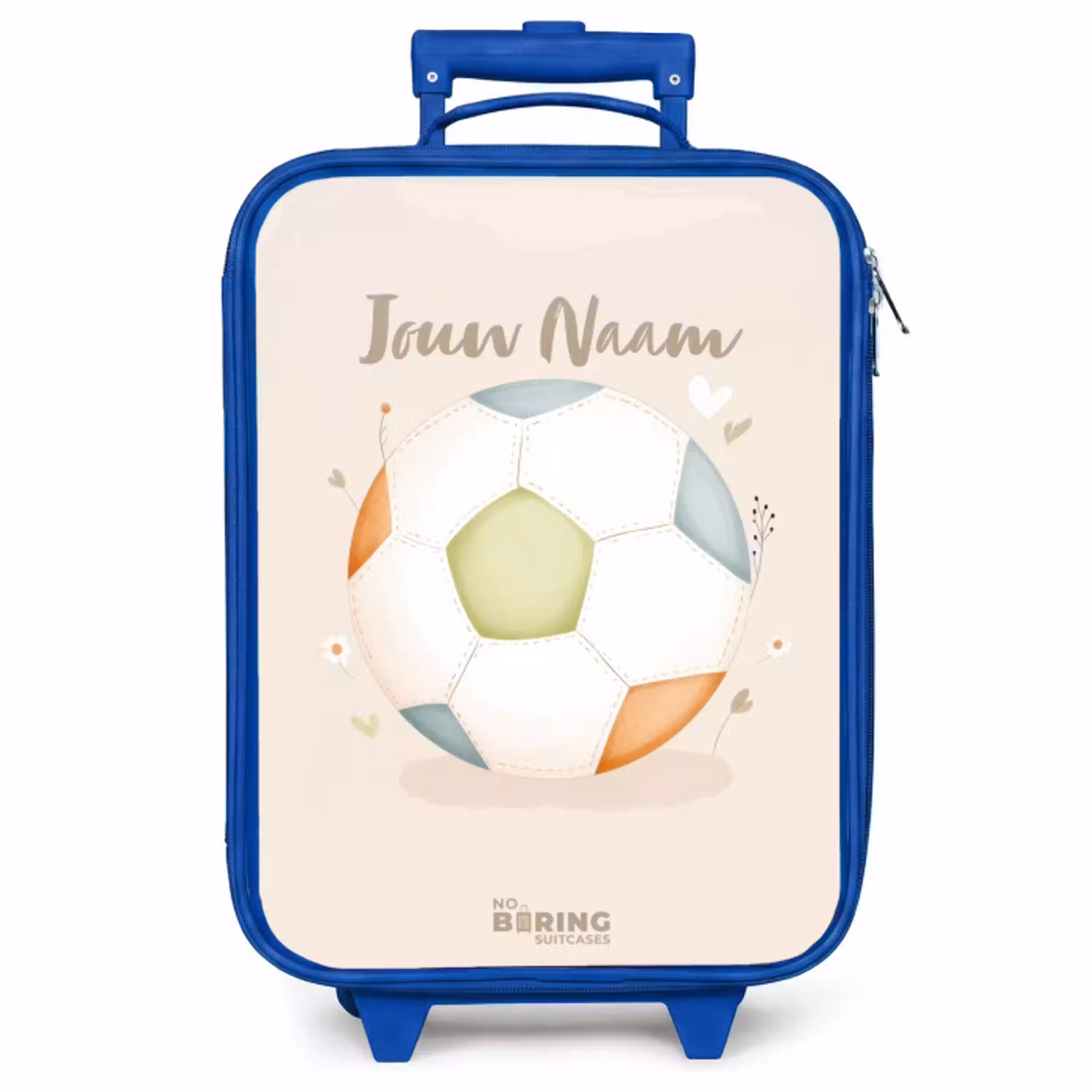 Voetbal in beige pastel kleuren Kinderkoffer - Blauw klein -zzz_website3d