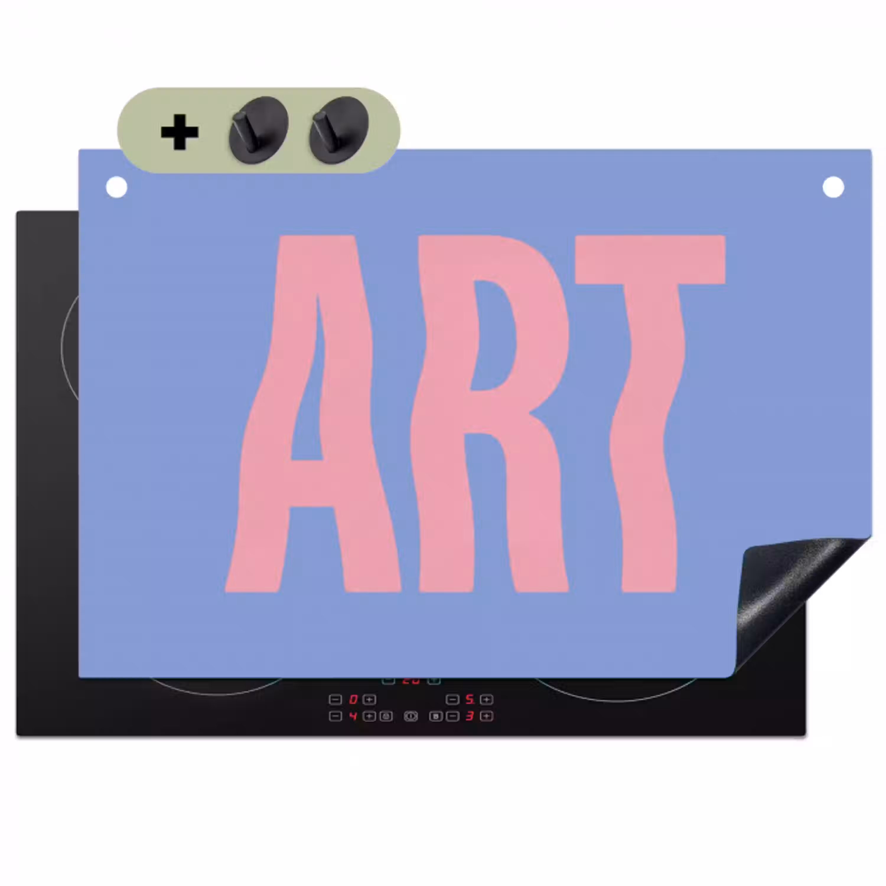 Art - Roze - Blauw Inductie beschemer met haakjes klein -3d