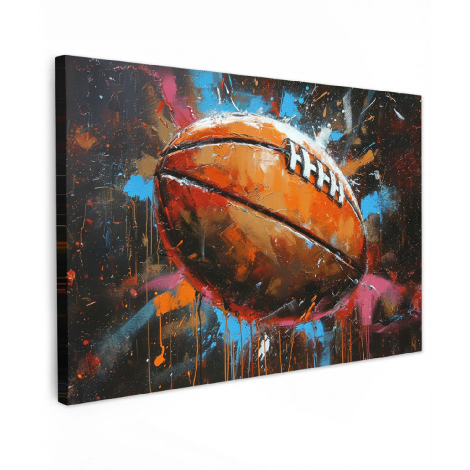 Graffiti - Rugby - Kleurrijk - Rugbybal canvas 2cm klein -z3d