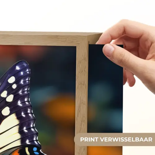Vlinder - Dier - Kleurrijk - Bloemen - Natuur Light Box met batterij (Wandlamp) middel -USP_websiteprintNL