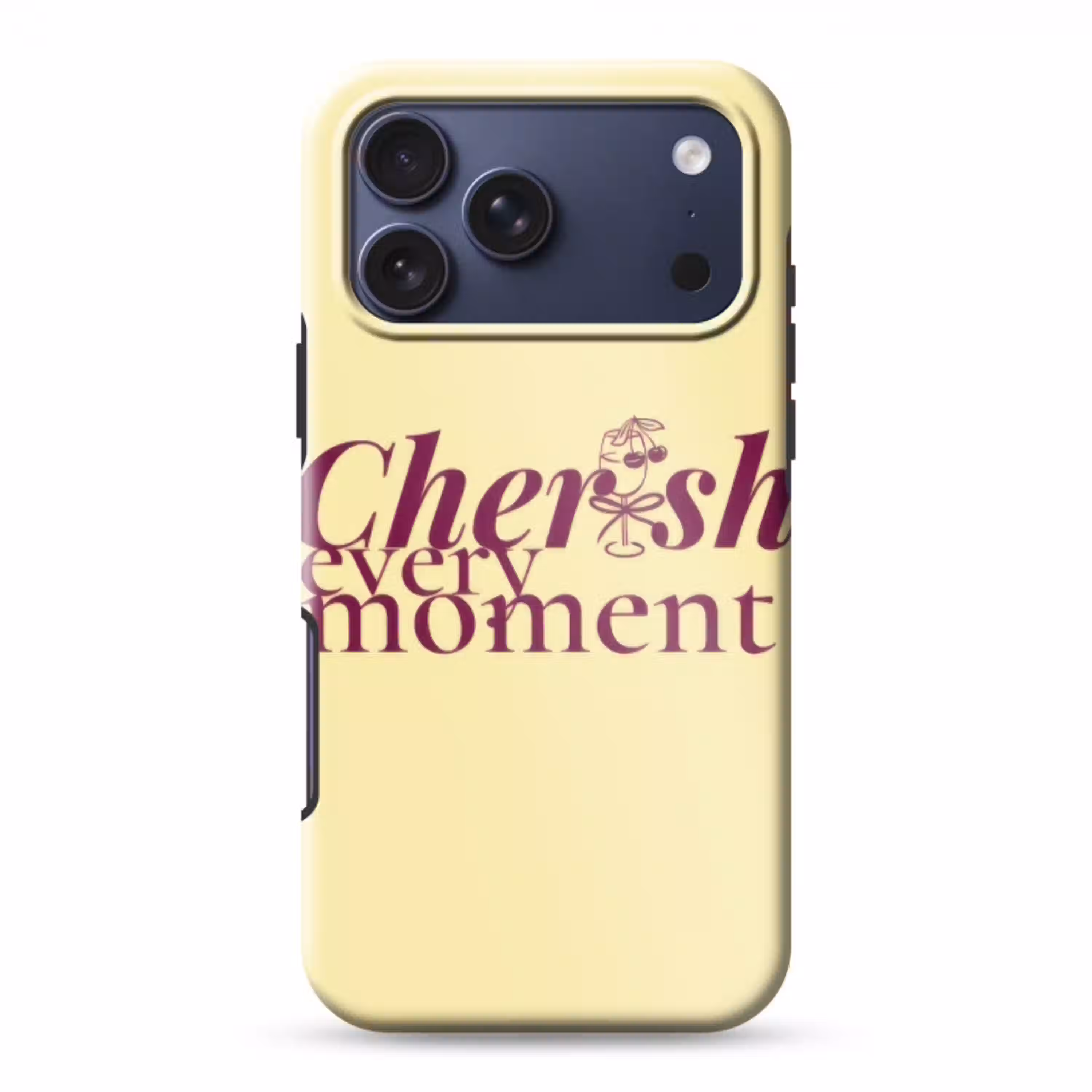 Cherish every moment - Cocktailglas - Geel Toughcase MagSafe Apple iPhone 17 Pro Max klein -3d