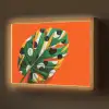 Blad - Oranje - Stippen - Kleurrijk Light Box met batterij (Wandlamp) middel -z3d_website