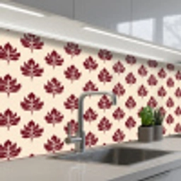 Botanisch - Patroon - Bordeaux keuken achterwand 2 middel 871 -3d_schuin