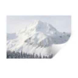 Berg - Sneeuw - Winter - Natuur - Wit Muursticker klein -3d
