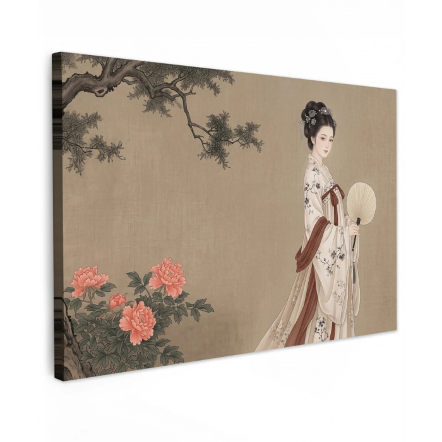 Vrouw - Azië - Kunst - Beige canvas 2cm klein -z3d