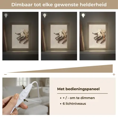 Vanille - Bloemen - Beige Light Box met kabel (Tafellamp) klein -USP_dimbaarNL