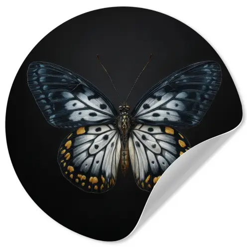 Vlinder - Monochroom - Balans Wandcirkel behangsticker klein -3d