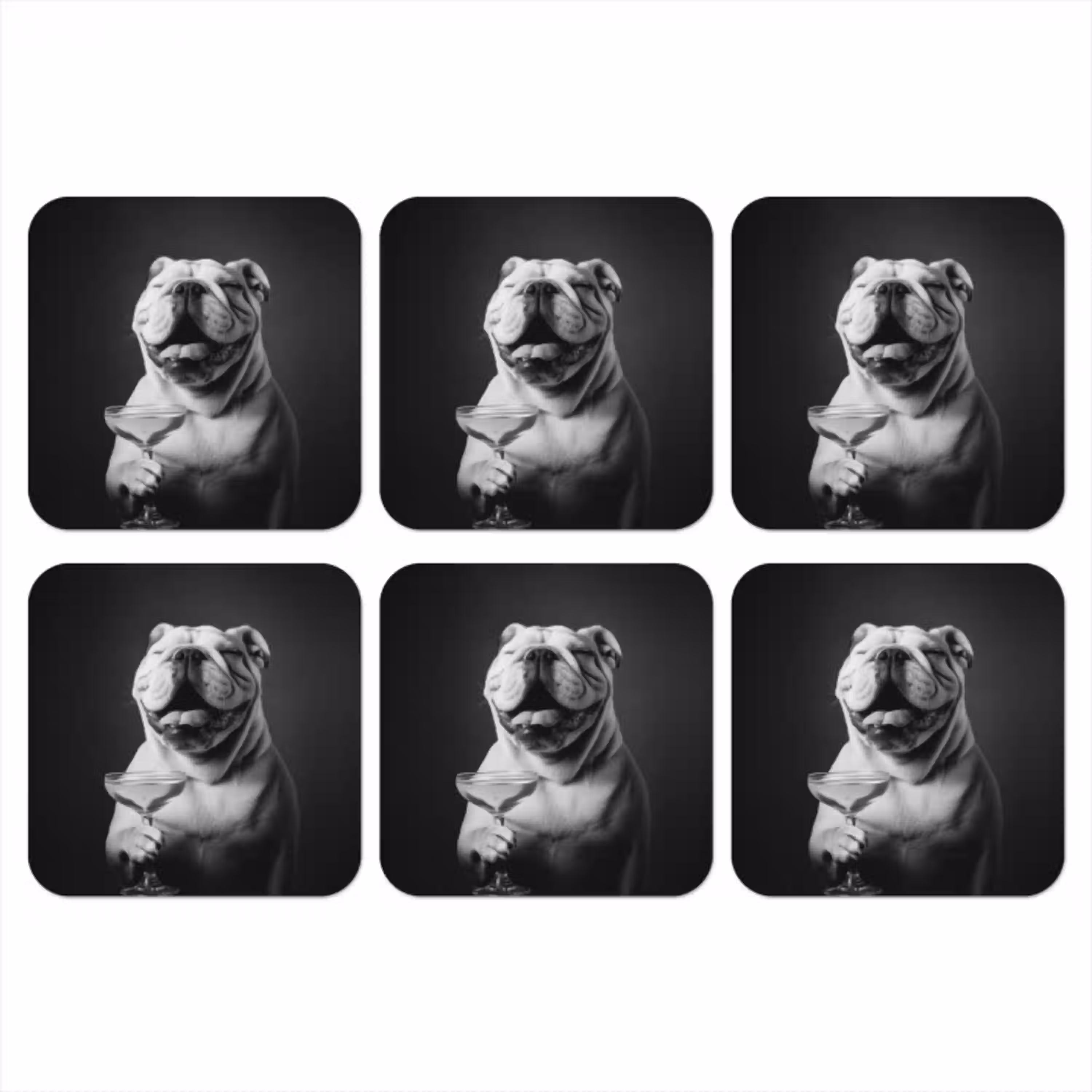 Buldog - Hond - Glas onderzetter kurk middel -3d
