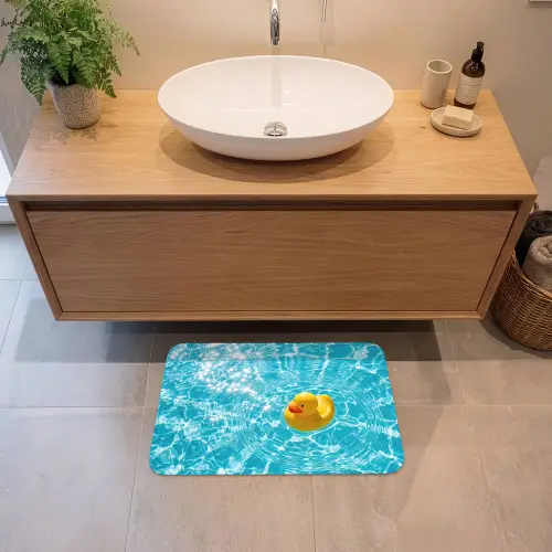 Badeend - Dobberen - Blauw Badmat klein -sfeer1