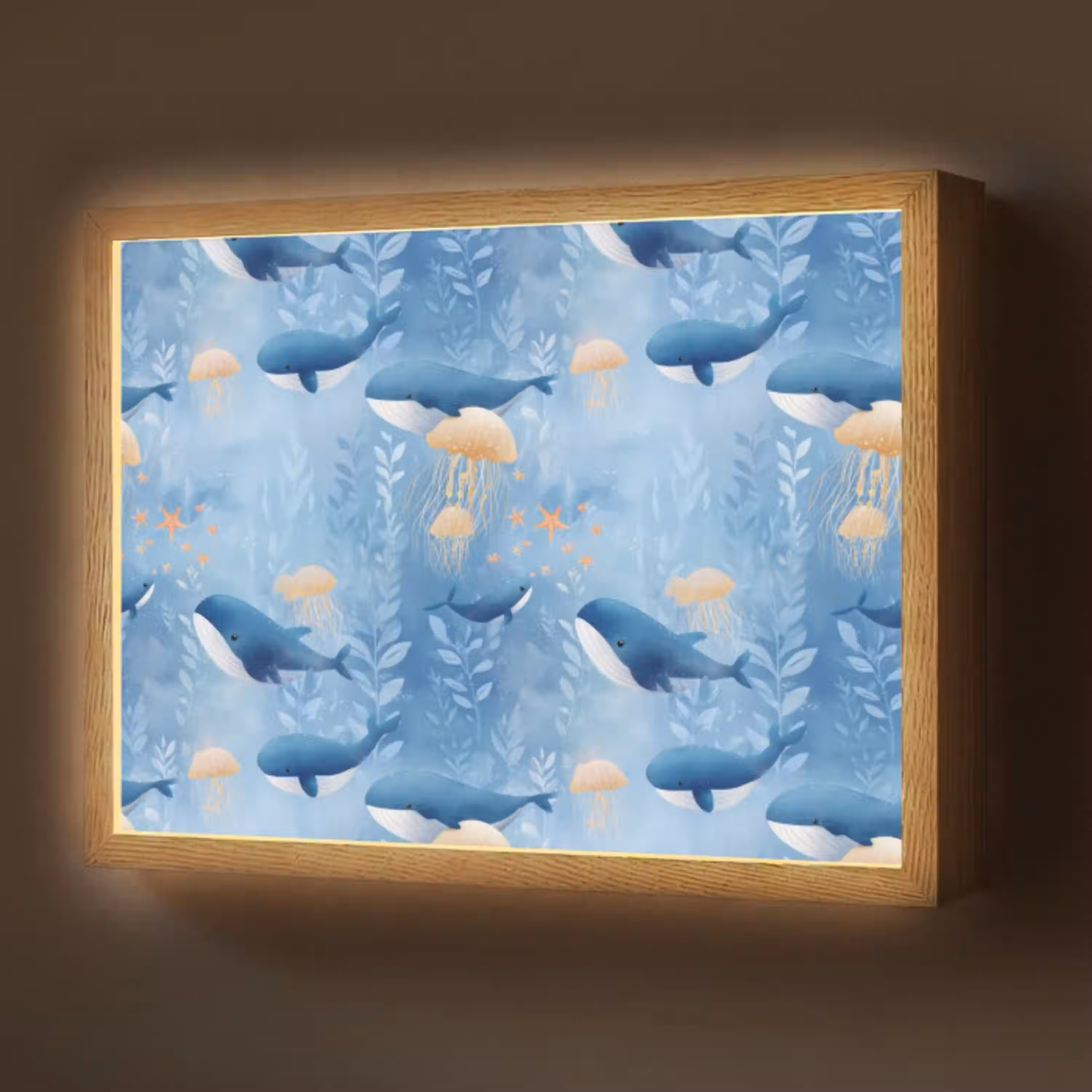 Walvissen - Oceaan - Blauw Light Box met batterij (Wandlamp) middel 907 -z3d_website