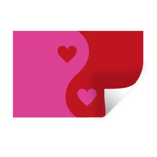 Minimalistisch - Rood - Roze - Hartjes Muursticker klein -3d