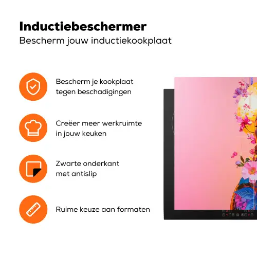 Kleurrijk - Bloemen - Vrouw - Zon Inductie beschermer vinyl 3mm klein -zzzzzzz-td-ups