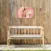 Roze - Retro - Vrouw Tuinposter op houten frame 2 cm dik klein -sfeer4